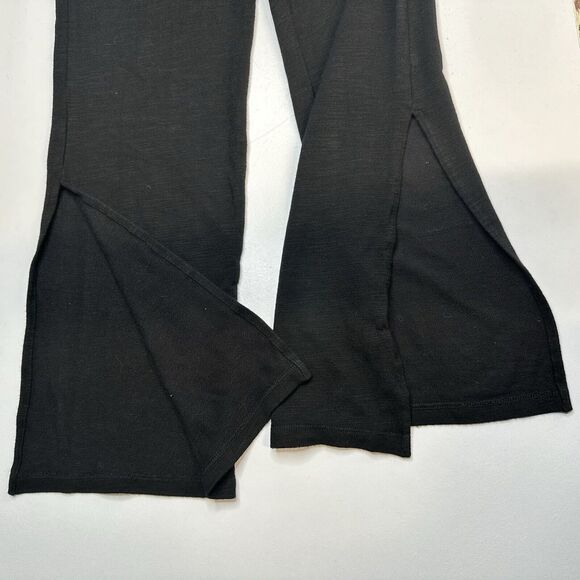Monrow Pants Womens Small SuperSoft Straight Black Knit Pull On Split Hems Cozy - Picture 12 of 12